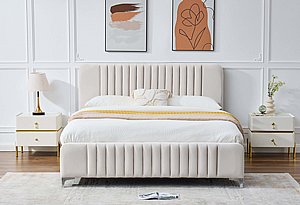 מיטה זוגית מעוצבת דגם פנינה שמנת כולל מזרן מתנה מיטה זוגית מעוצבת דגם פנינה שמנת כולל מזרן מתנה