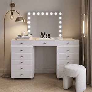 שידת איפור דגם הוליווד עם מערכת שמע שידת איפור דגם הוליווד עם מערכת שמע